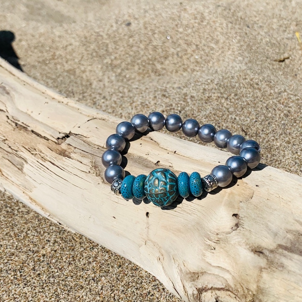 Blue & Silver Beaded Bracelet